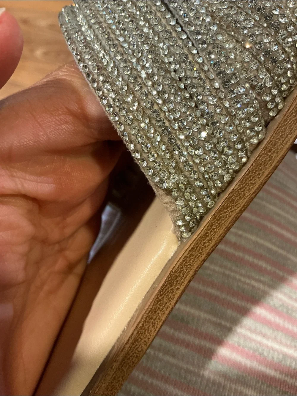 💙 A New Day Silver Rhinestone Cross Strap Side Sandals - Size 8